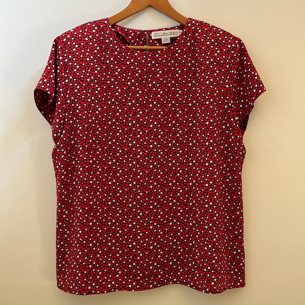 Red & White Polka Dot Blouse Size 16 - Picture 1 of 3